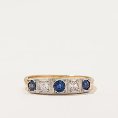 Antique Sapphire & Diamond Band | 0.17ctw, 0.12ctw | SZ 5.75