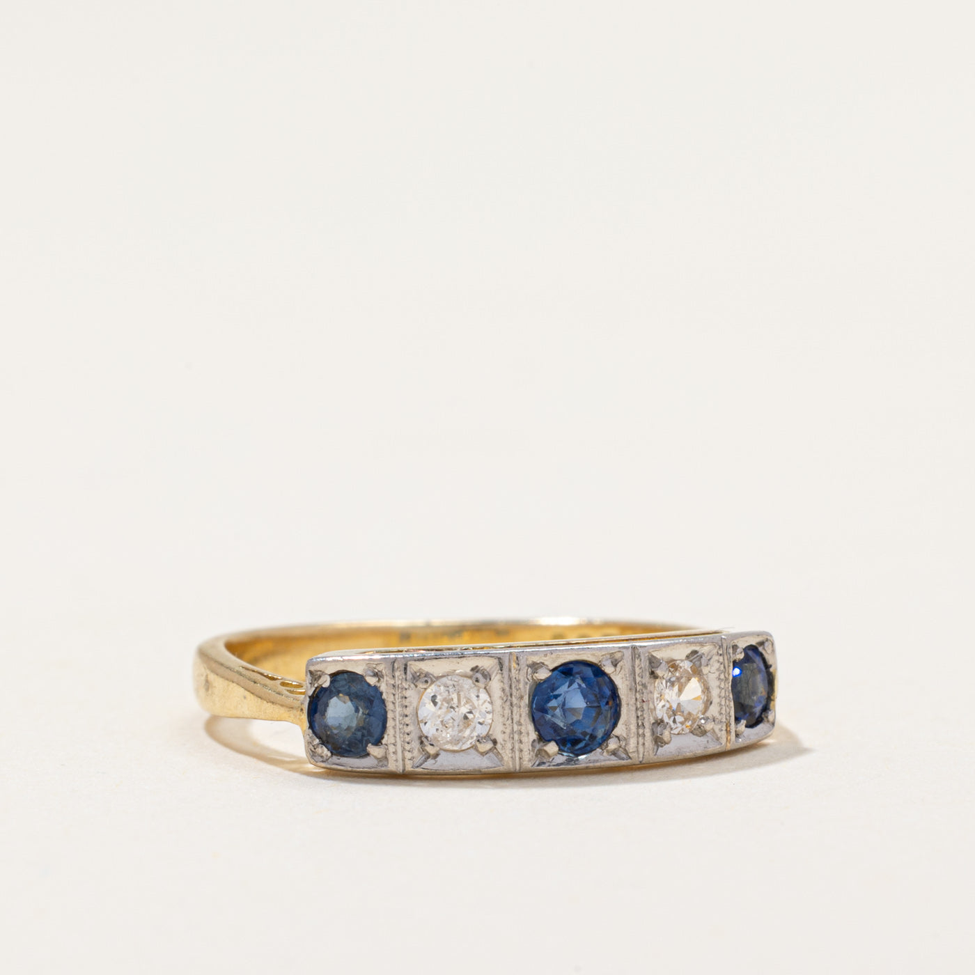 Antique Sapphire & Diamond Band | 0.17ctw, 0.12ctw | SZ 5.75