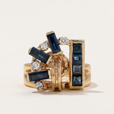 Sapphire & Diamond Cocktail Ring | 1.00ctw, 0.10ctw | SZ 3.5