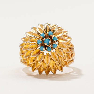 Turquoise Floral Cocktail Ring | 0.17ctw | SZ 6.75