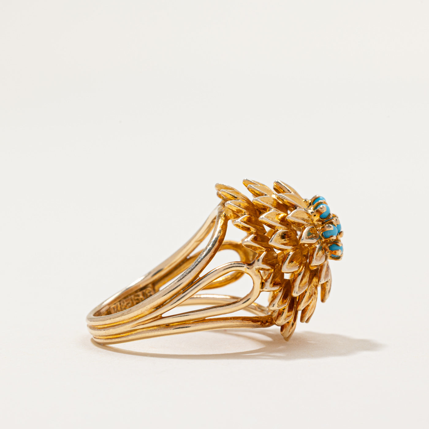 Turquoise Floral Cocktail Ring | 0.17ctw | SZ 6.75
