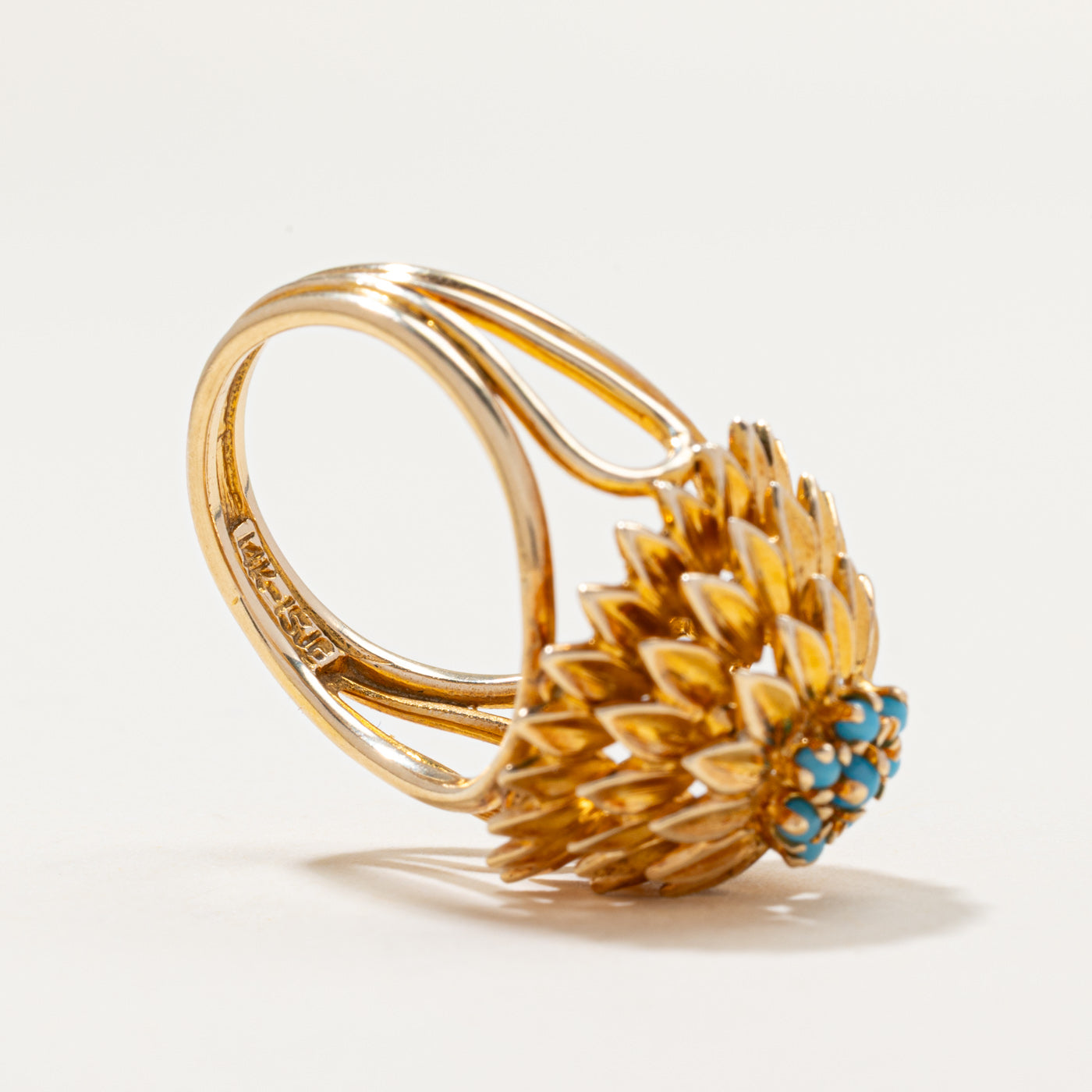 Turquoise Floral Cocktail Ring | 0.17ctw | SZ 6.75
