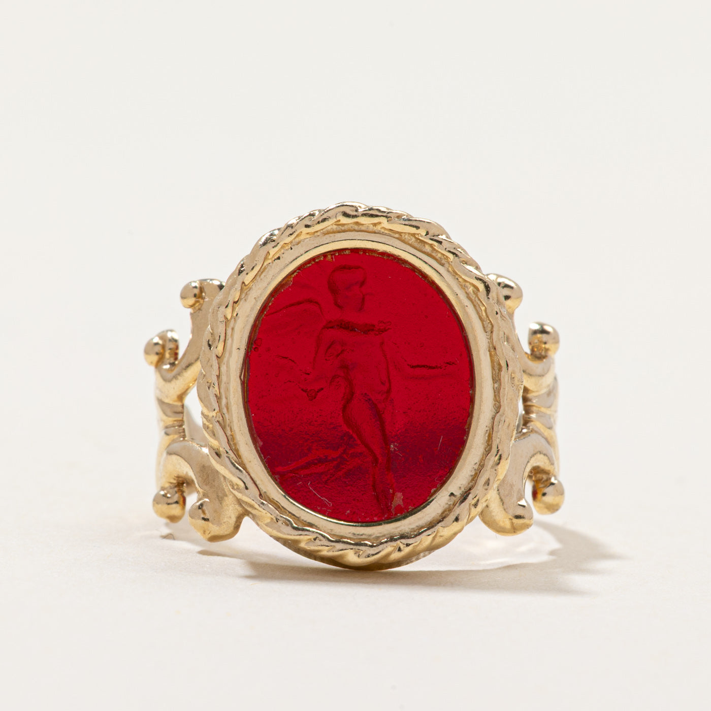 Oval Cut Glass Intaglio Ring | 3.00ct | SZ 6