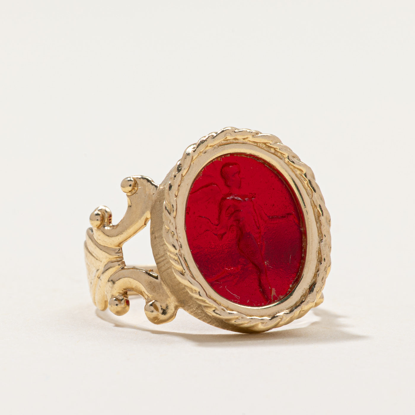 Oval Cut Glass Intaglio Ring | 3.00ct | SZ 6