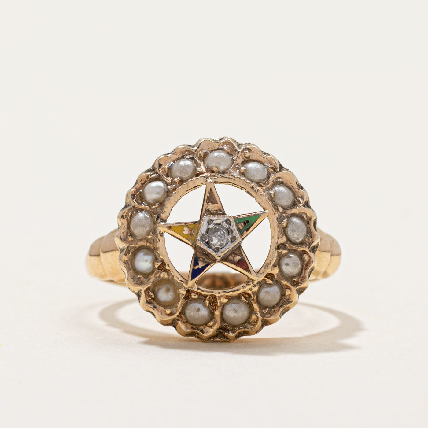 Imitation Seed Pearls & Diamond Ring | 0.02ct | SZ 4.254