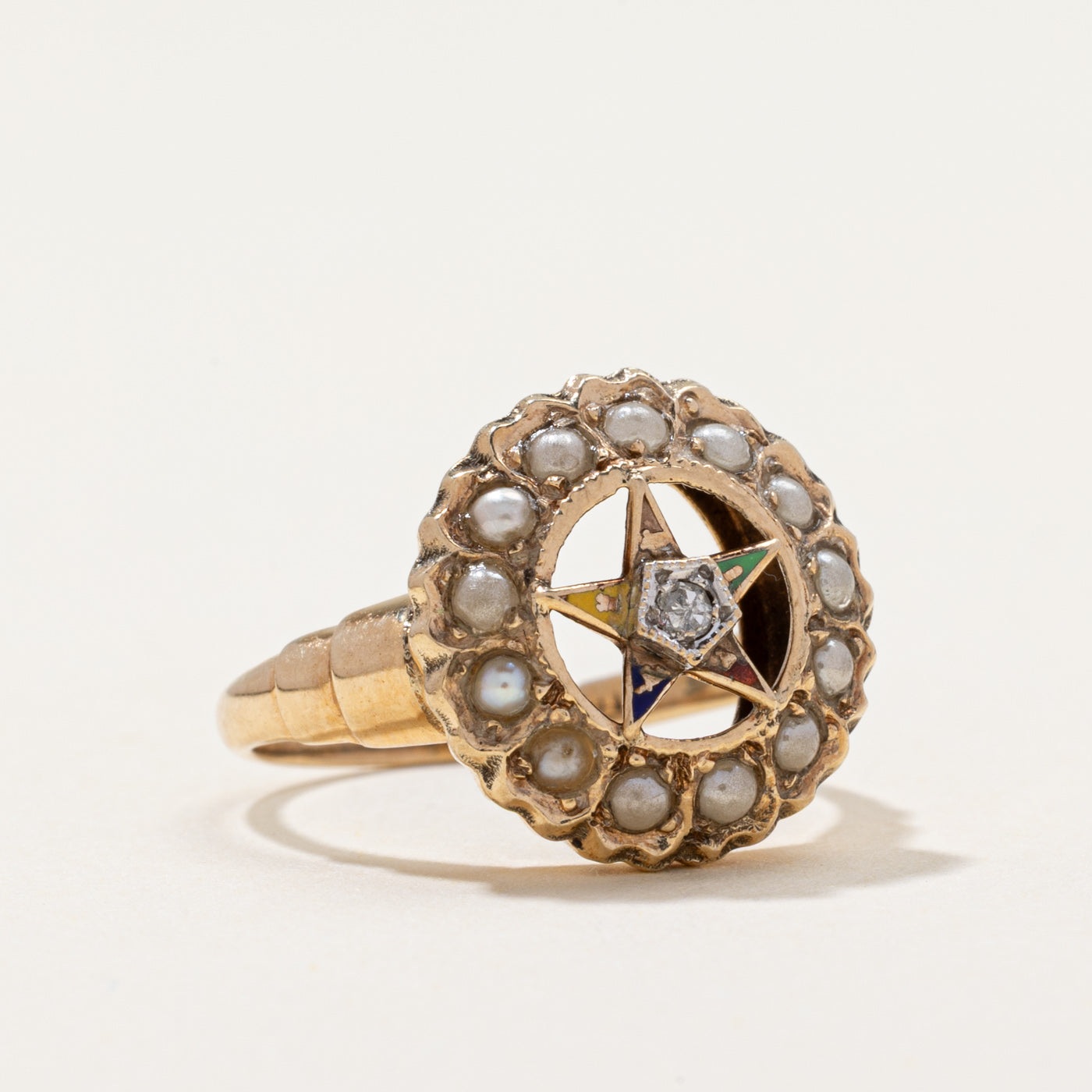 Imitation Seed Pearls & Diamond Ring | 0.02ct | SZ 4.254