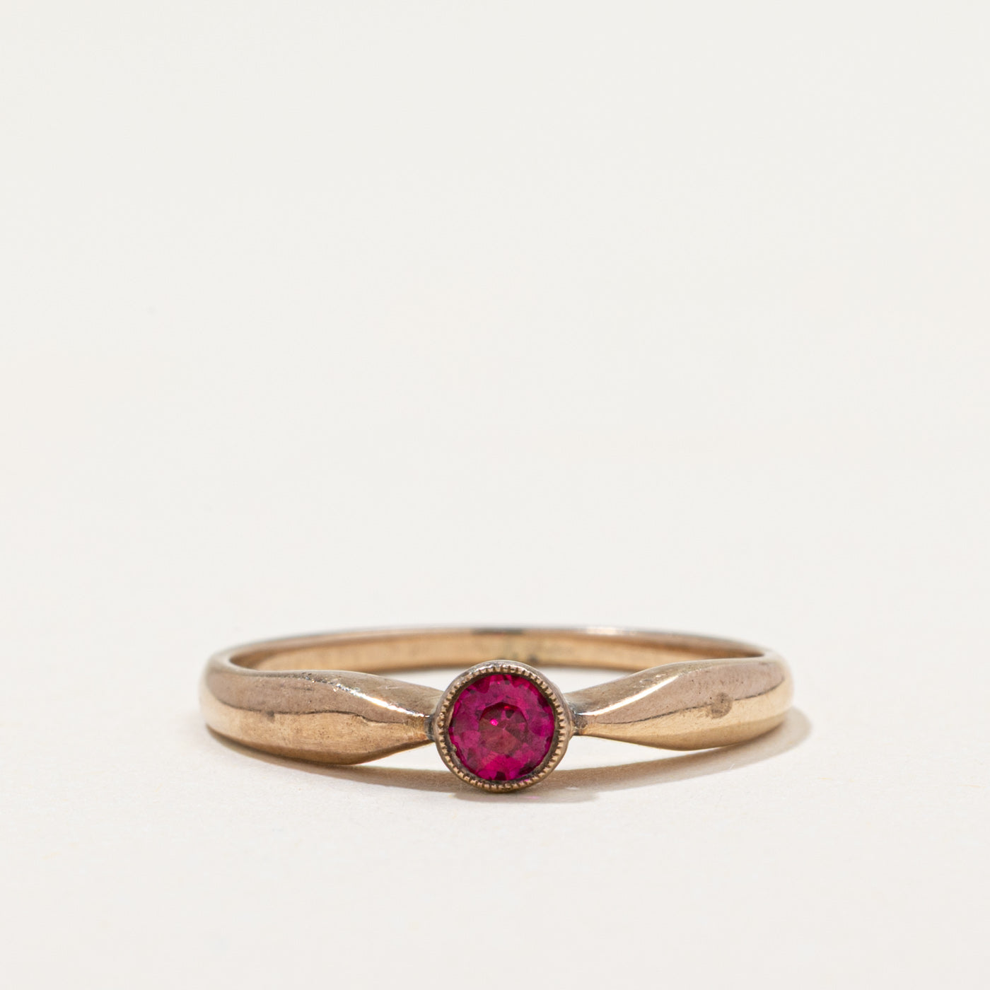 Bezel Set Synthetic Ruby Ring | 0.12ct | SZ 5.25