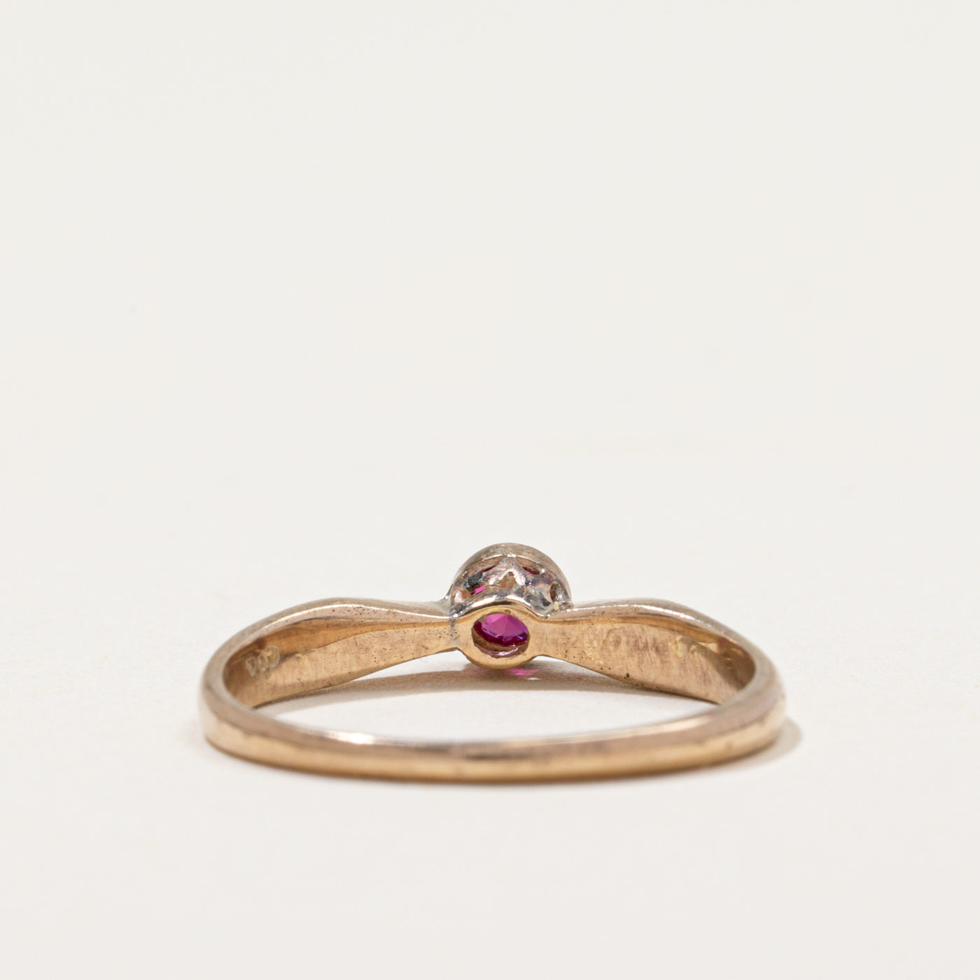 Bezel Set Synthetic Ruby Ring | 0.12ct | SZ 5.25