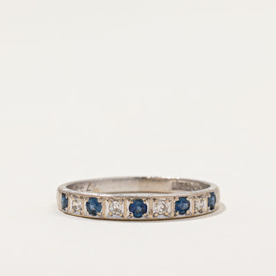 Vintage Sapphire & Diamond Semi Eternity Band | 0.15ctw, 0.04ctw | SZ 7.25