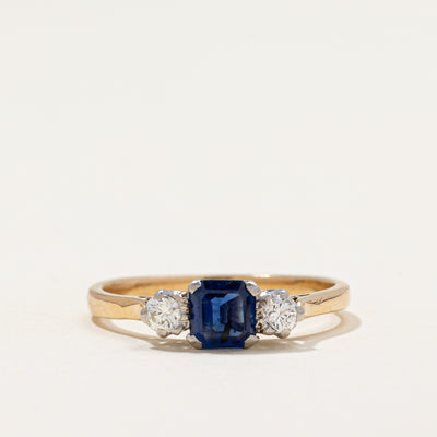 Three Stone Sapphire & Diamond Ring | 0.60ct, 0.16ctw | SZ 7.25