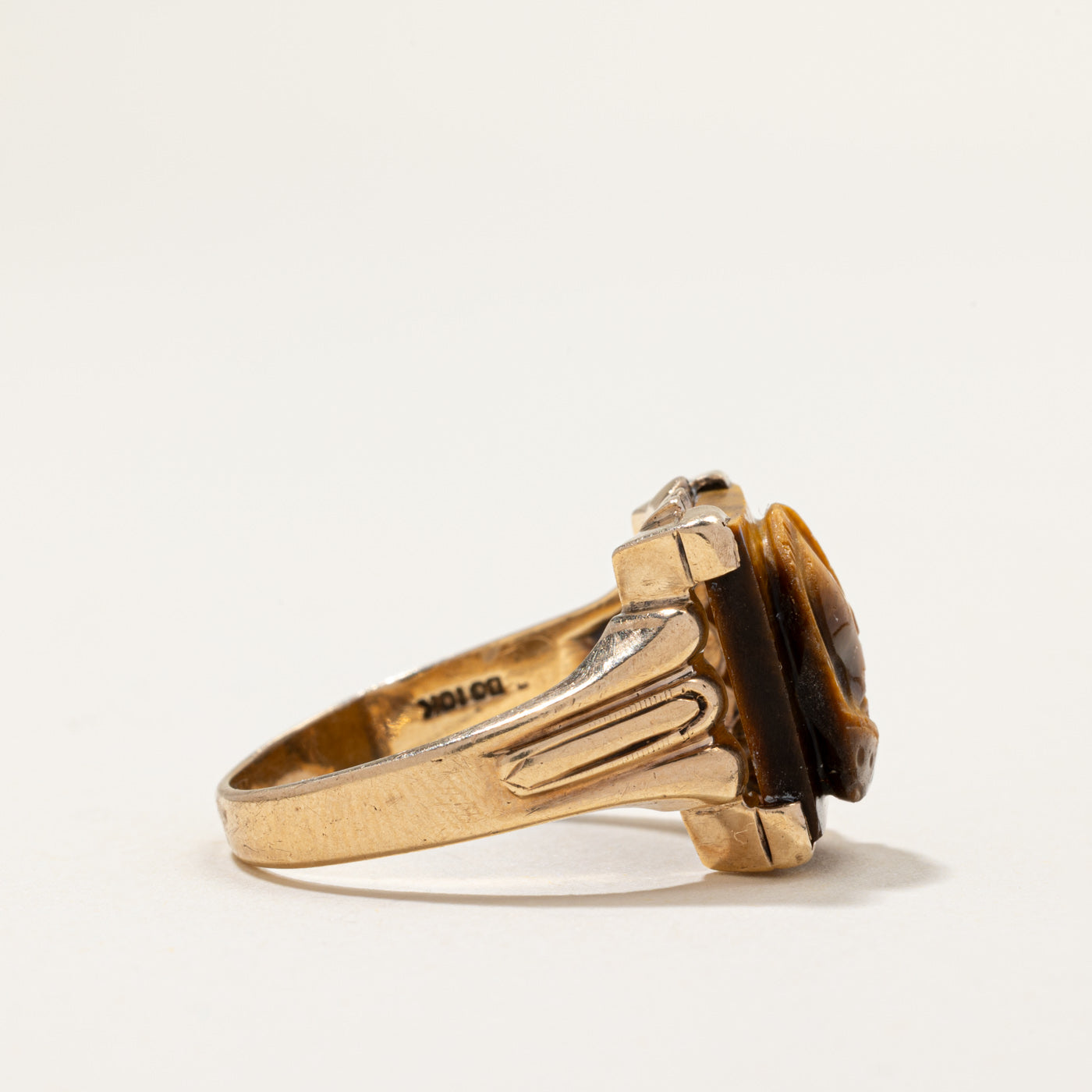 Tigers Eye Quartz Carved Cameo Ring | 7.00ct | SZ 9.75