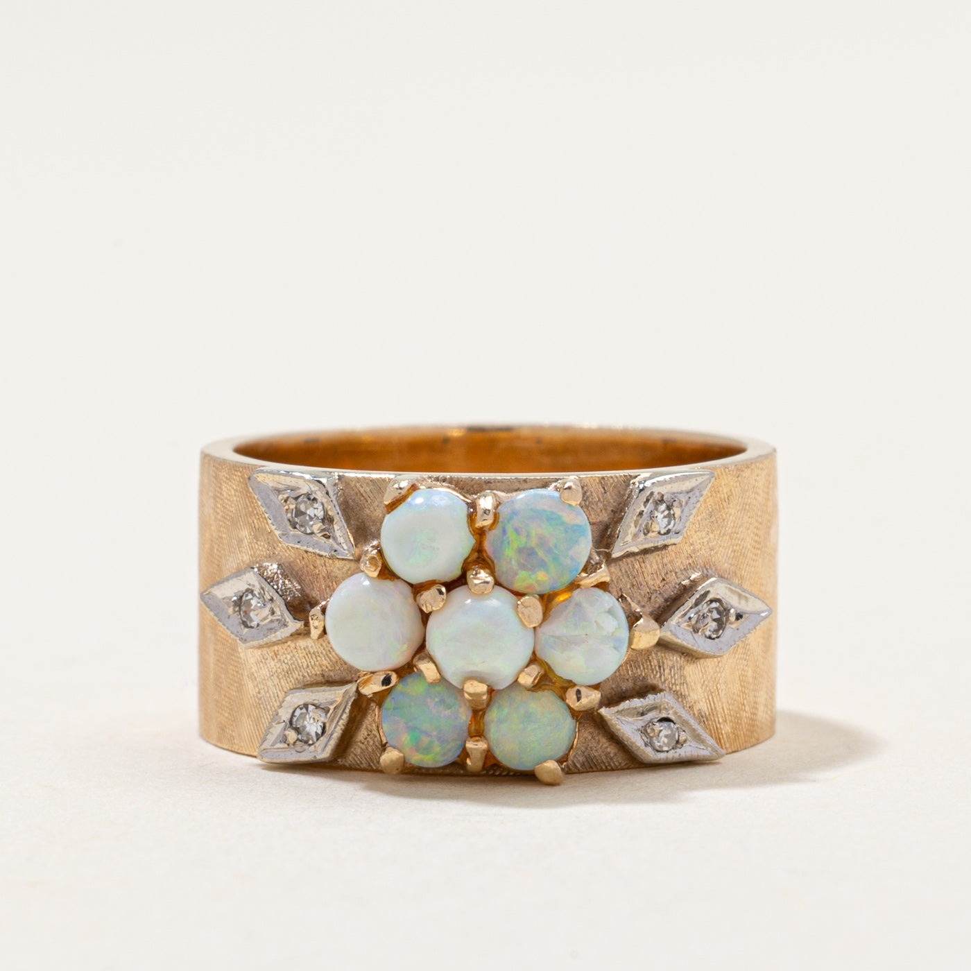 Vintage Opal & Diamond Band | 0.70ctw, 0.03ctw | SZ 7