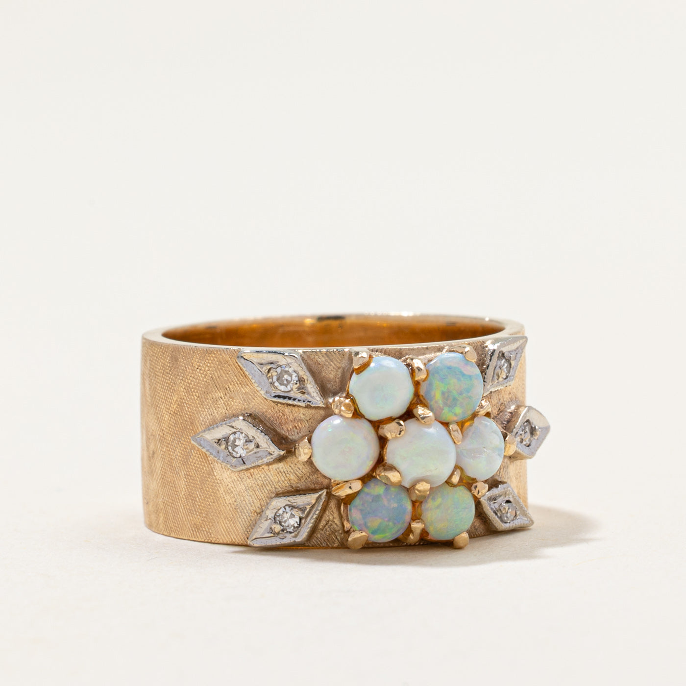Vintage Opal & Diamond Band | 0.70ctw, 0.03ctw | SZ 7