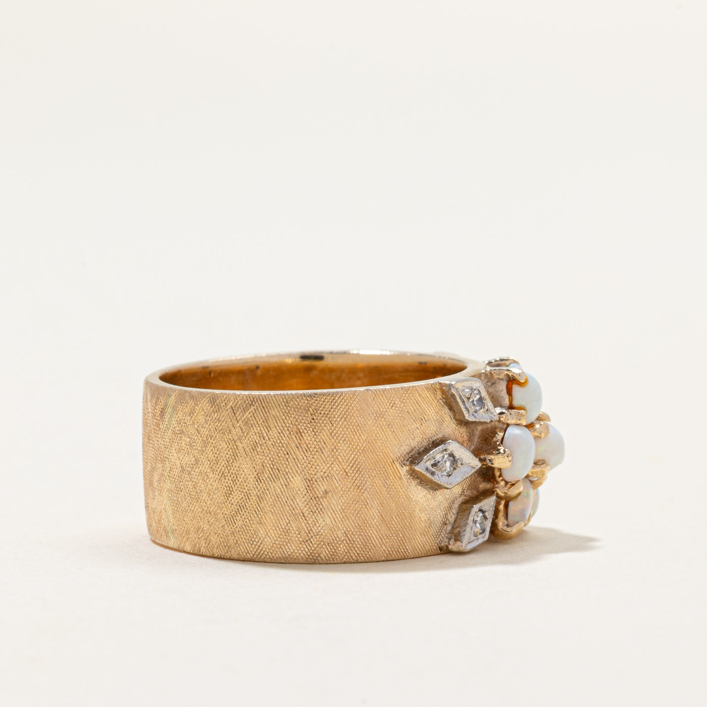 Vintage Opal & Diamond Band | 0.70ctw, 0.03ctw | SZ 7