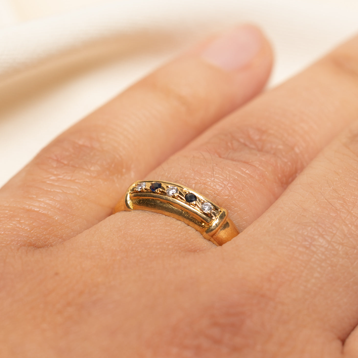 Five Stone Zircon & Sapphire Band | 0.05ctw | SZ 6.5