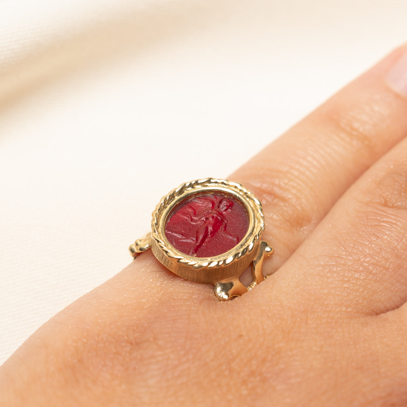 Oval Cut Glass Intaglio Ring | 3.00ct | SZ 6