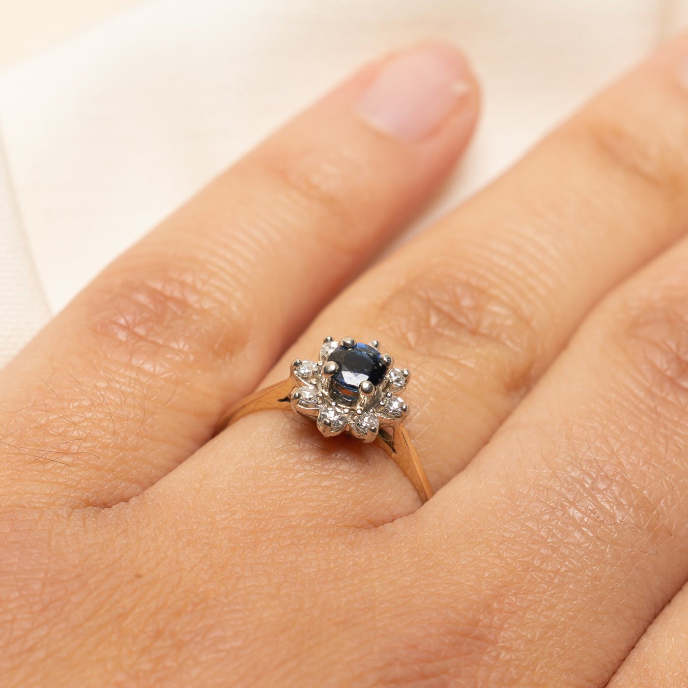 Sapphire & Diamond Petal Ring | 0.35ct, 0.12ctw | SZ 6.75