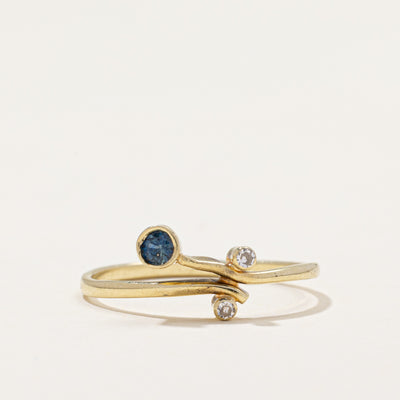 Sapphire & Diamond Bypass Ring | 0.08ct, 0.02ctw | SZ 7.25