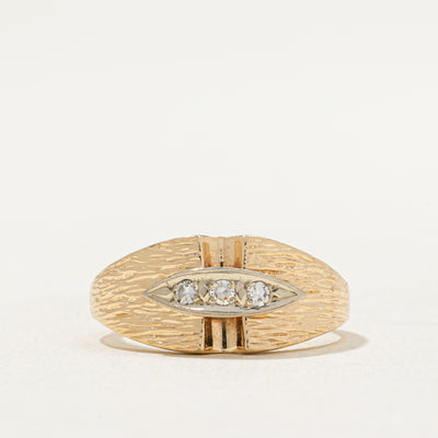 Three Stone Diamond Textured Tapered Ring | 0.06ctw | SZ 5.25