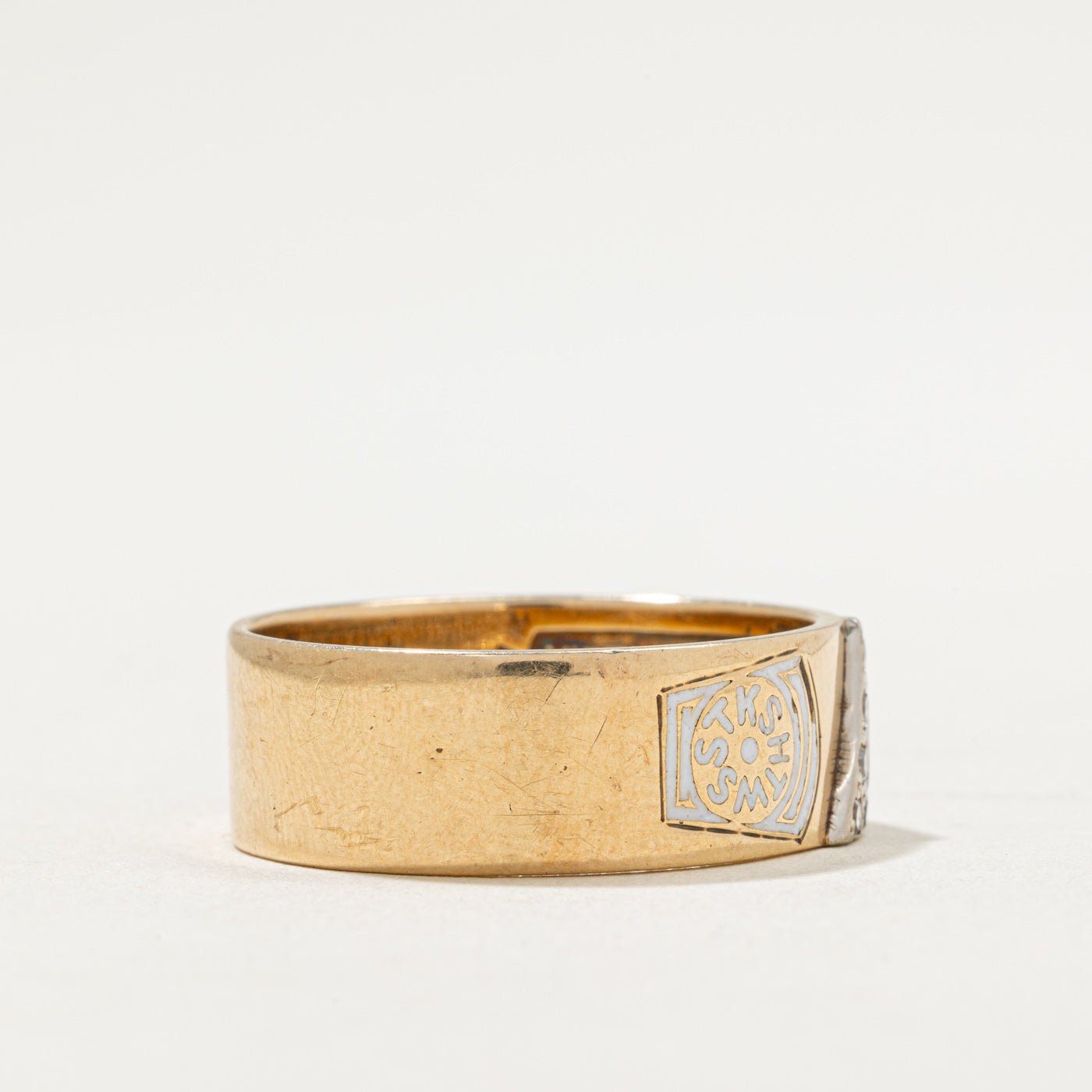 Vintage Masonic Diamond Accent Band | 0.13tw | SZ 11.25