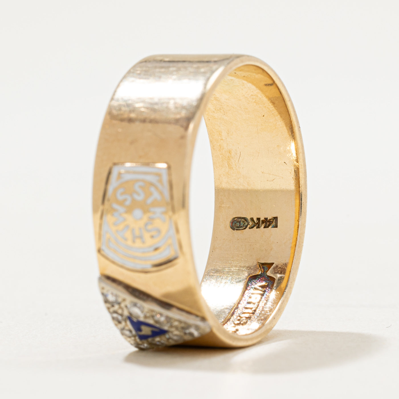 Vintage Masonic Diamond Accent Band | 0.13tw | SZ 11.25