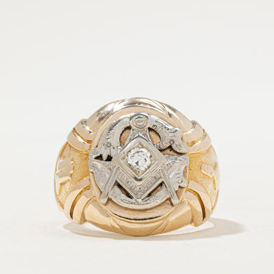 Single Stone Diamond Free Masons Ring | 0.17ct | SZ 11