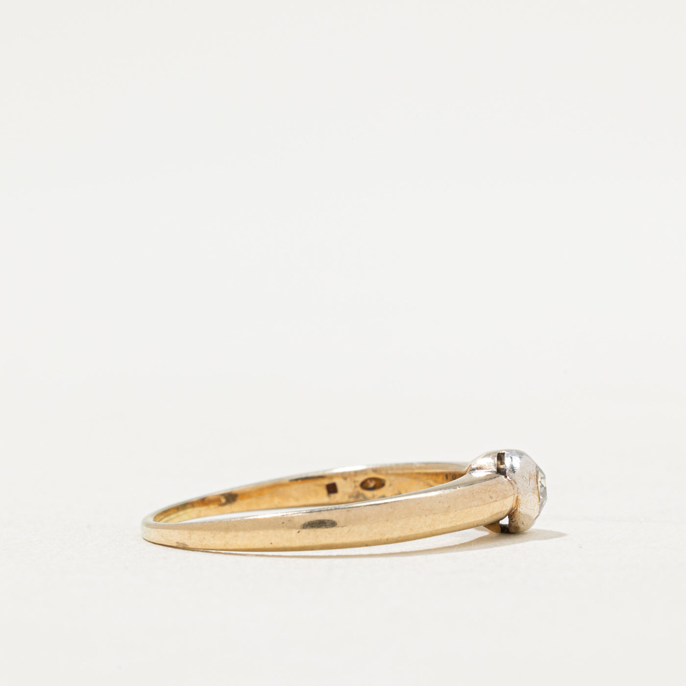 Antique 14k Gold and Silver Topped Diamond Ring | 0.07ct | SZ 6.5