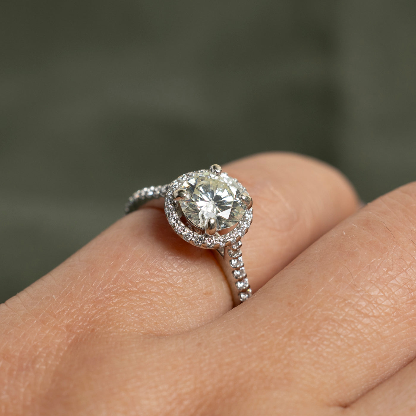 Diamond Halo Engagement Ring | 1.59ctw | SZ 4.5