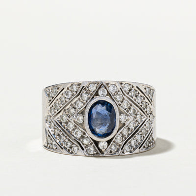Sapphire & Diamond Cocktail Ring | 0.95ct, 0.84ctw | SZ 9.5