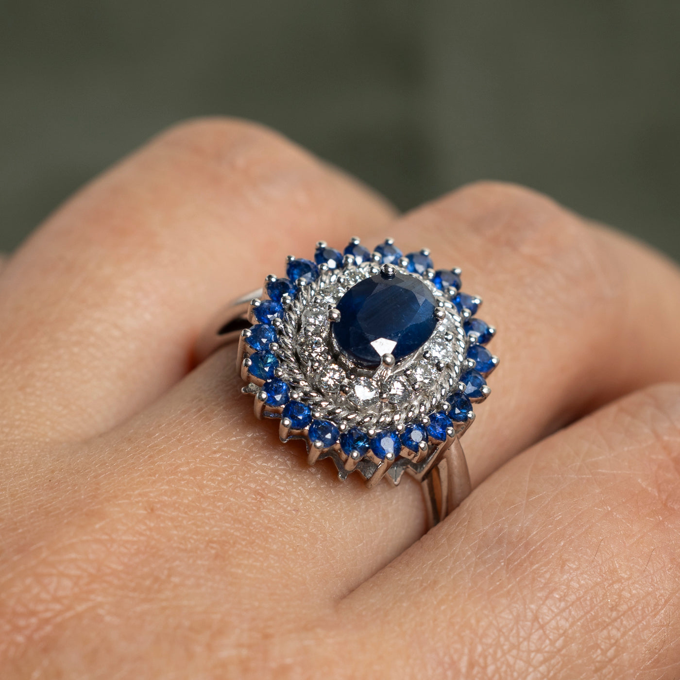Sapphire & Diamond Petal Cocktail Ring | 2.57ctw, 0.045ctw | SZ 9.75