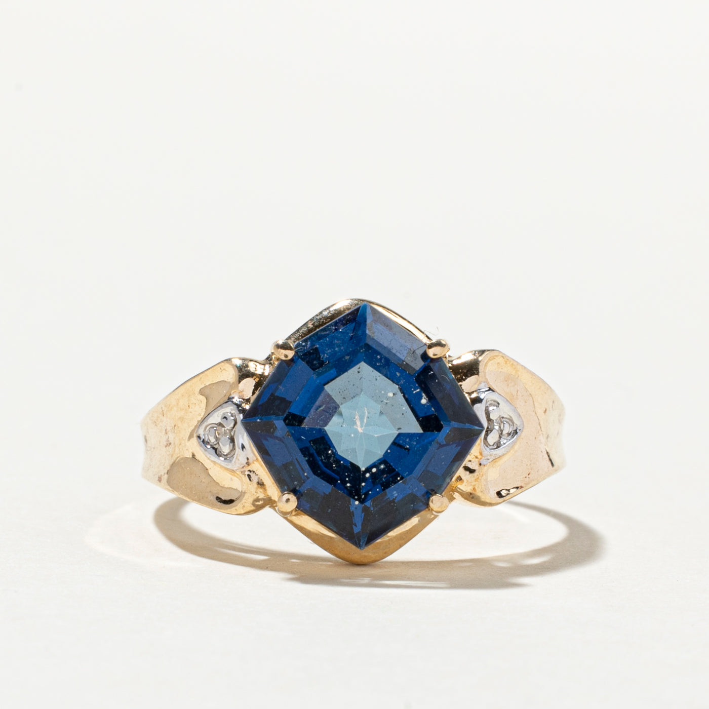 Octagon Cut Blue Topaz & Diamond Ring | 3.89ct, 0.01ctw | SZ 9.25