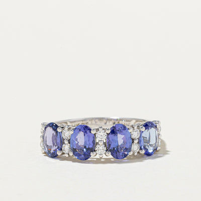 Four Stone Tanzanite & Diamond Ring | 3.51ctw, 0.61ctw | SZ 10.25
