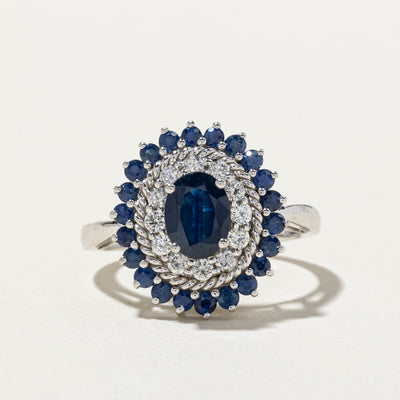Sapphire & Diamond Petal Cocktail Ring | 2.57ctw, 0.045ctw | SZ 9.75