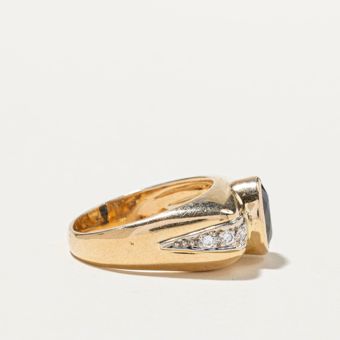 Bezel Set Sapphire & Diamond Cocktail Ring | 1.88ct, 0.28ctw | SZ 8
