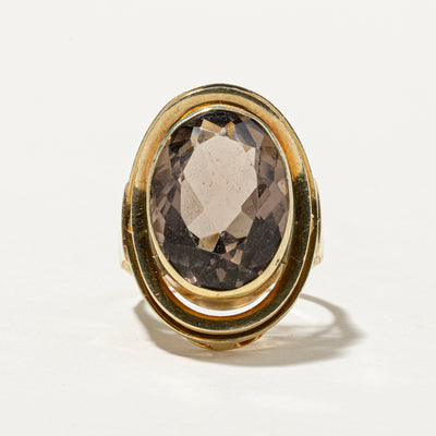 Oval Cut Smoky Quartz Cocktail Ring | 9.55ct | SZ 7.5