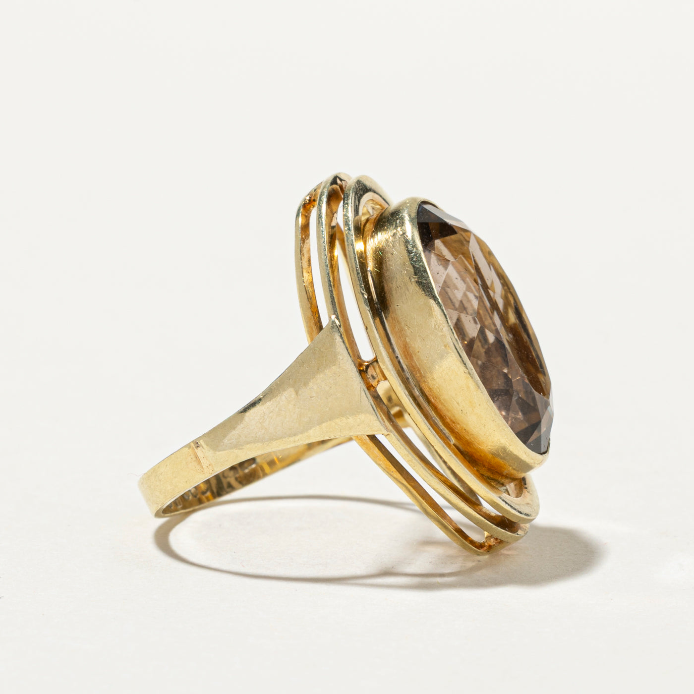 Oval Cut Smoky Quartz Cocktail Ring | 9.55ct | SZ 7.5