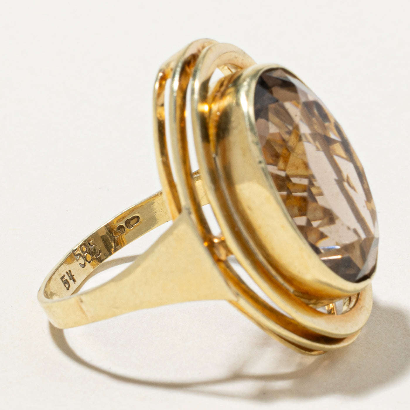 Oval Cut Smoky Quartz Cocktail Ring | 9.55ct | SZ 7.5
