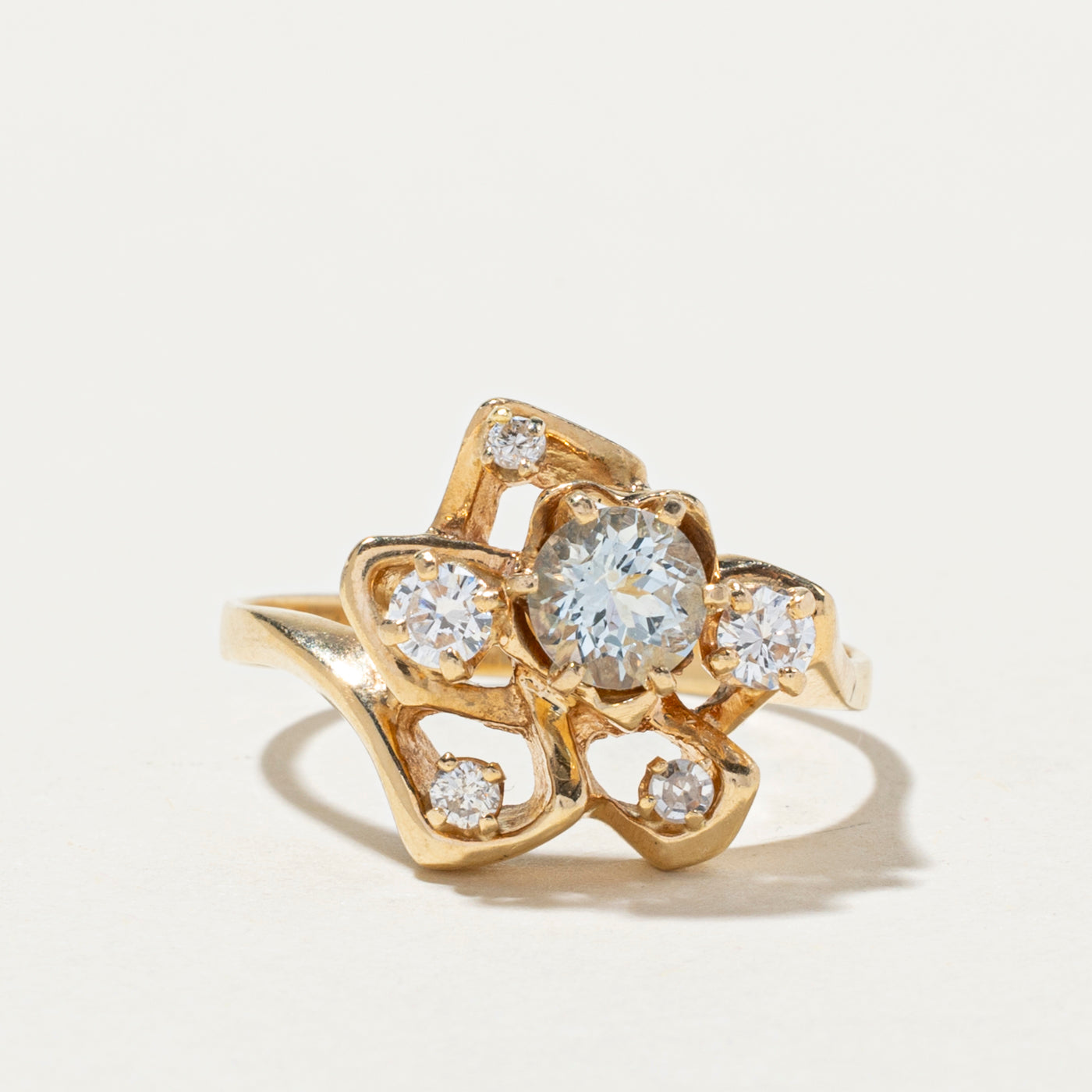 Scattered Aquamarine & Diamond Cocktail Ring | 0.50ct,  0.31ctw | SZ 8