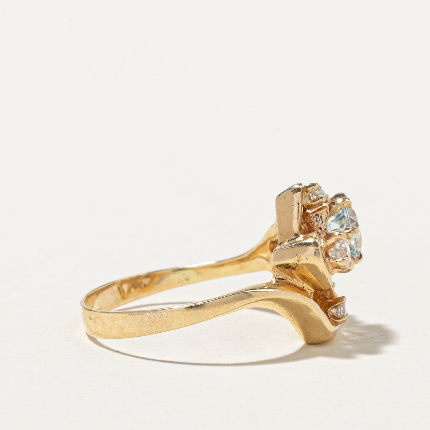 Scattered Aquamarine & Diamond Cocktail Ring | 0.50ct,  0.31ctw | SZ 8