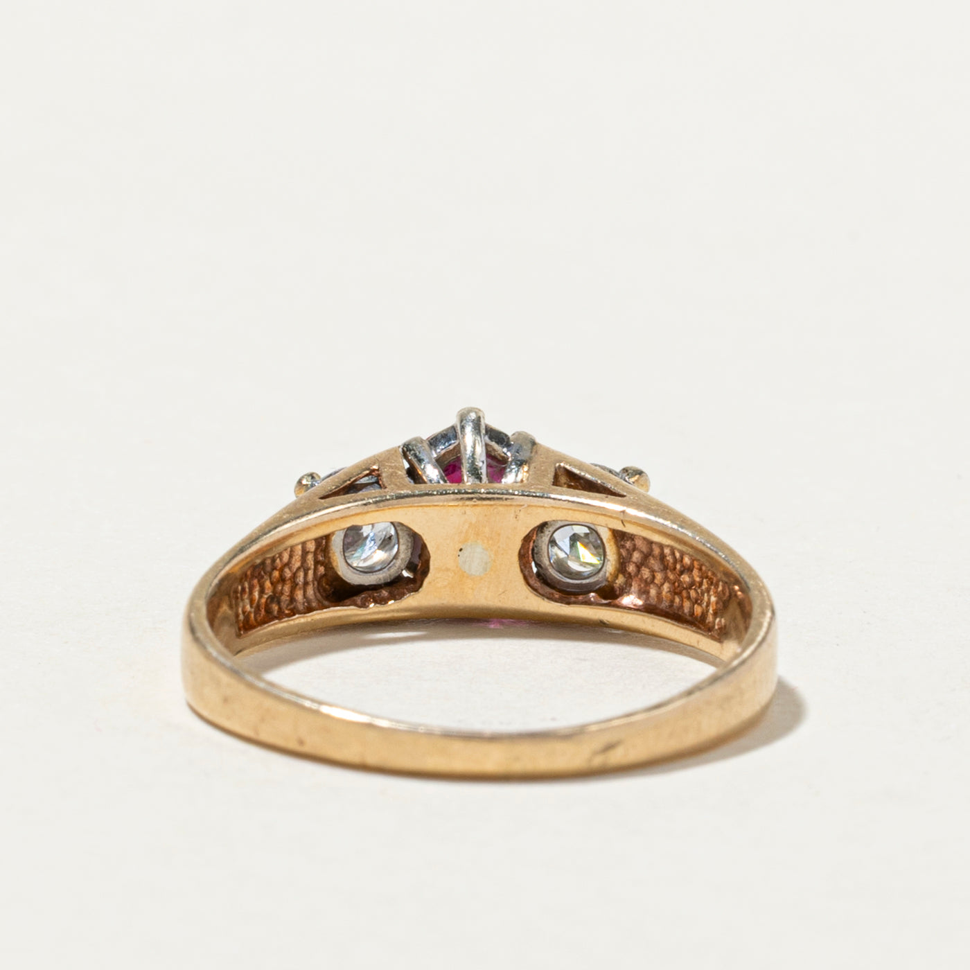 Three Stone Ruby & Diamond Ring | 0.52ct, 0.18ctw | SZ 7.25