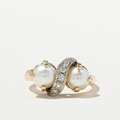 Toi et Moi Pearl & Diamond Ring | 0.06ctw | SZ 5