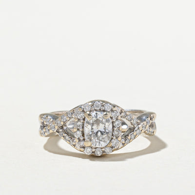 Oval Cut Diamond Cross Over Engagement Ring | 0.73ctw | SZ 5.75