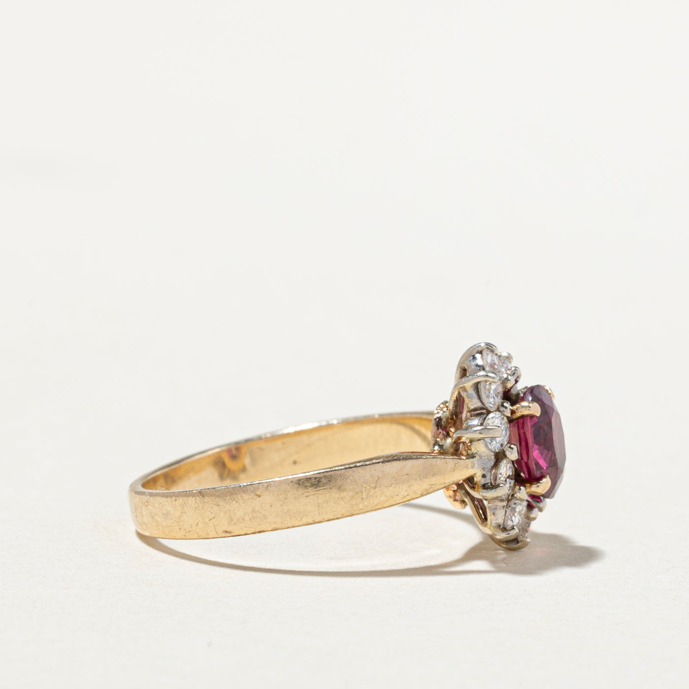 Oval Cut Ruby & Diamond Petal Ring | 0.62ct, 0.38ctw | SZ 6.25