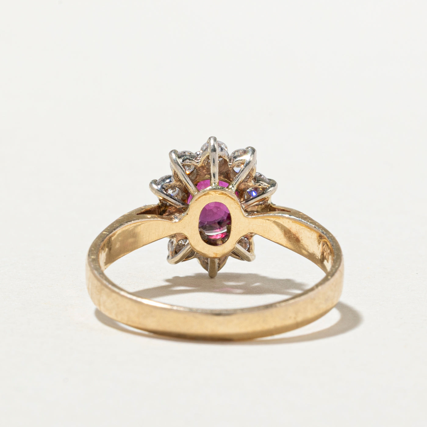 Oval Cut Ruby & Diamond Petal Ring | 0.62ct, 0.38ctw | SZ 6.25