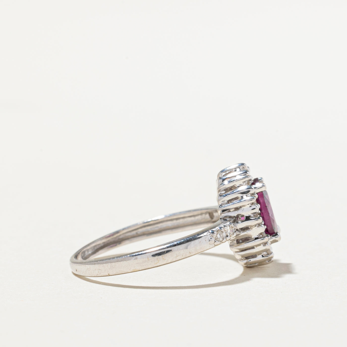 Pink Garnet & Diamond Ring | 0.99ct, 0.13ctw | SZ 6
