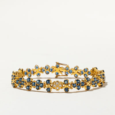 Sapphire & Diamond Cluster Gemstone Bracelet | 8.91ctw, 0.24ctw | 7.5