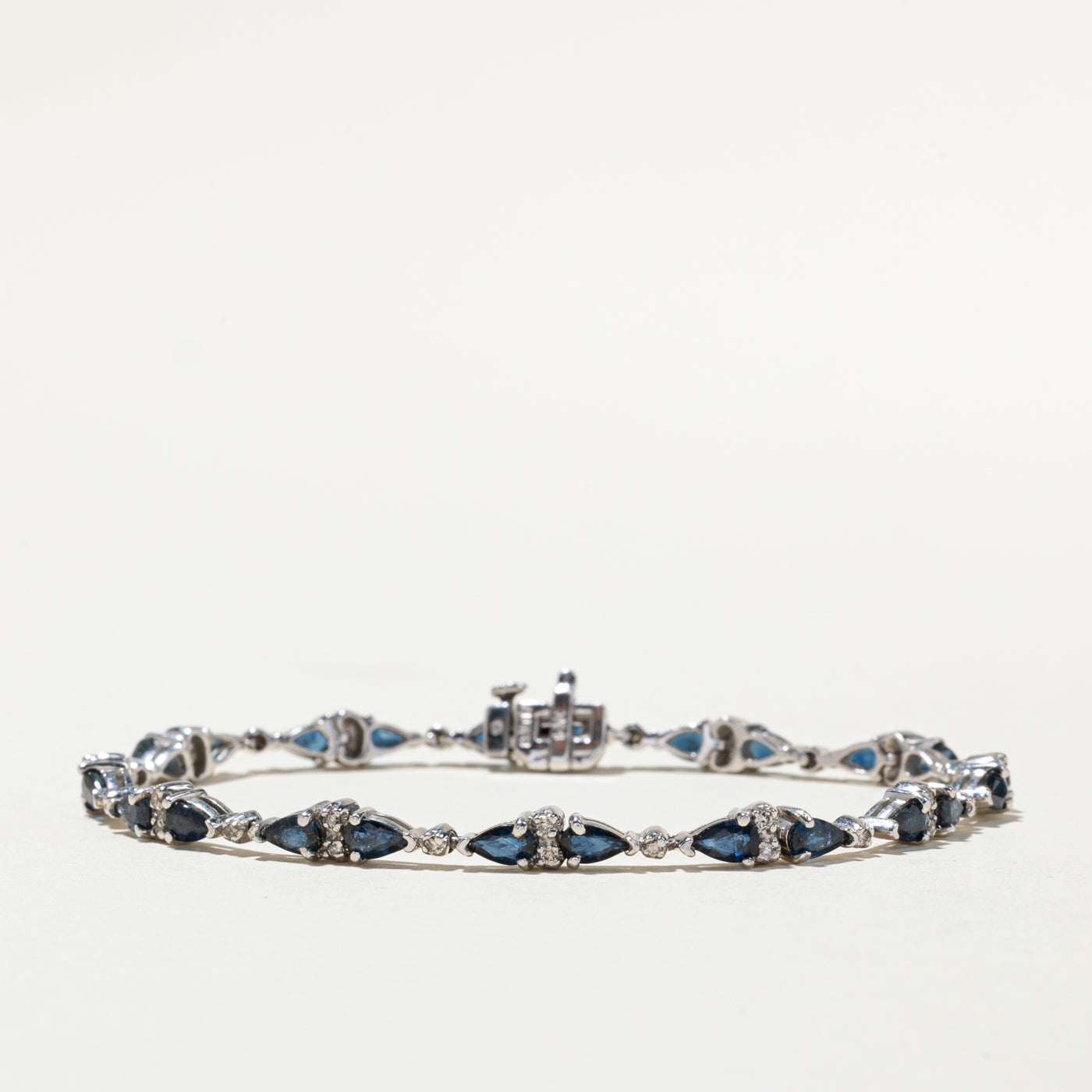 14K Sapphire & Diamond Gemstone Bracelet | 4.57ctw, 0.36ctw | 7.25"
