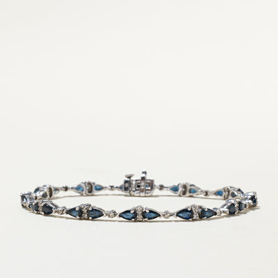 14K Sapphire & Diamond Gemstone Bracelet | 4.57ctw, 0.36ctw | 7.25