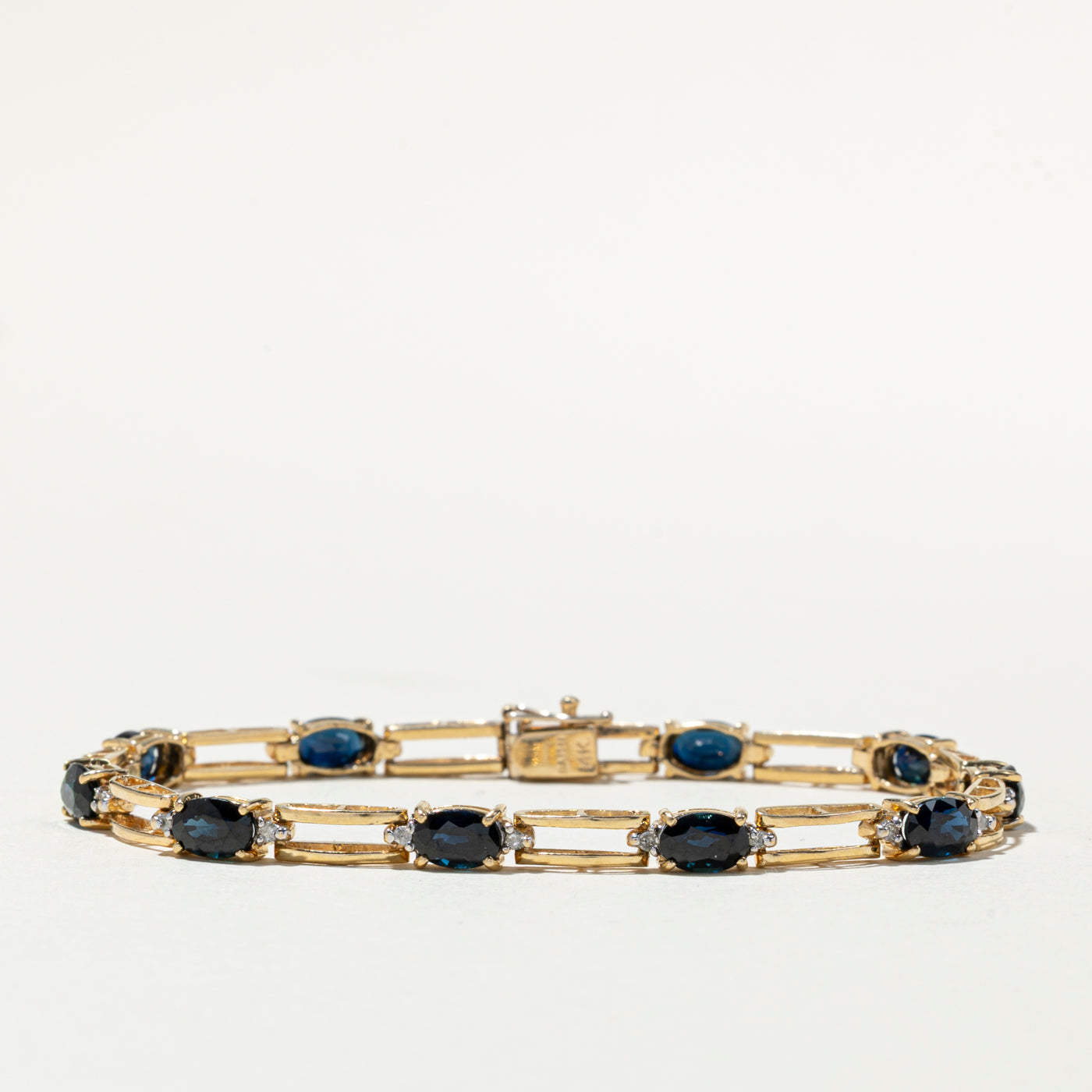 14K Sapphire & Diamond Gemstone Bracelet | 5.60ctw, 0.18ctw | 6.75"