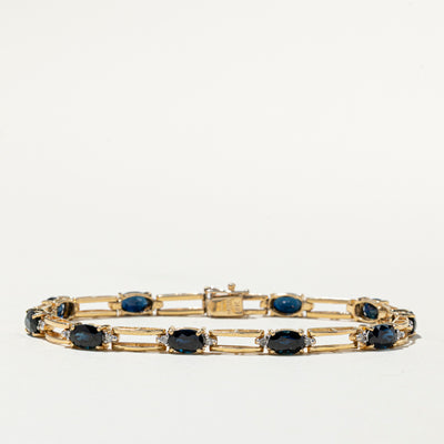 14K Sapphire & Diamond Gemstone Bracelet | 5.60ctw, 0.18ctw | 6.75